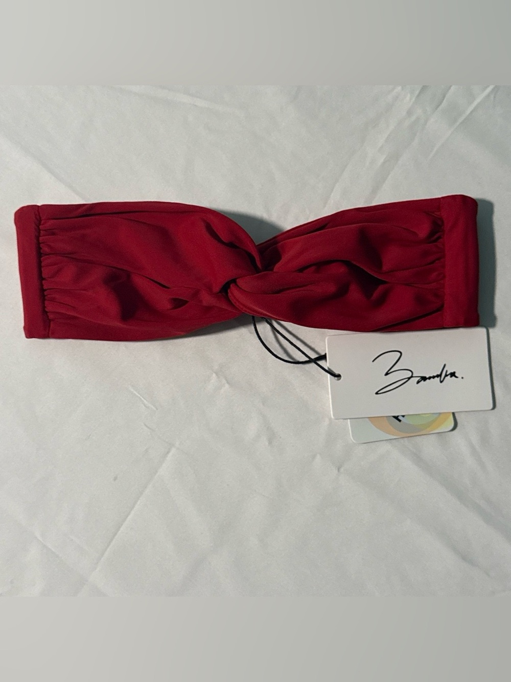 Bamba Twist Bandeau Bikini Top in Deep Red